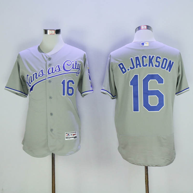 Men Kansas City Royals #16 B.Jackson Grey Elite MLB Jerseys